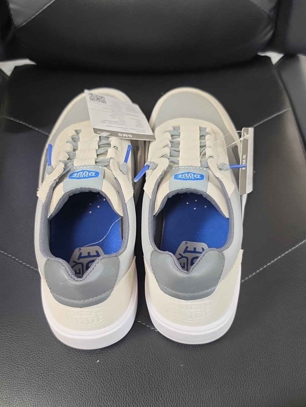 Hey Dude Men's Sneakers in Cream, Gray & Blue